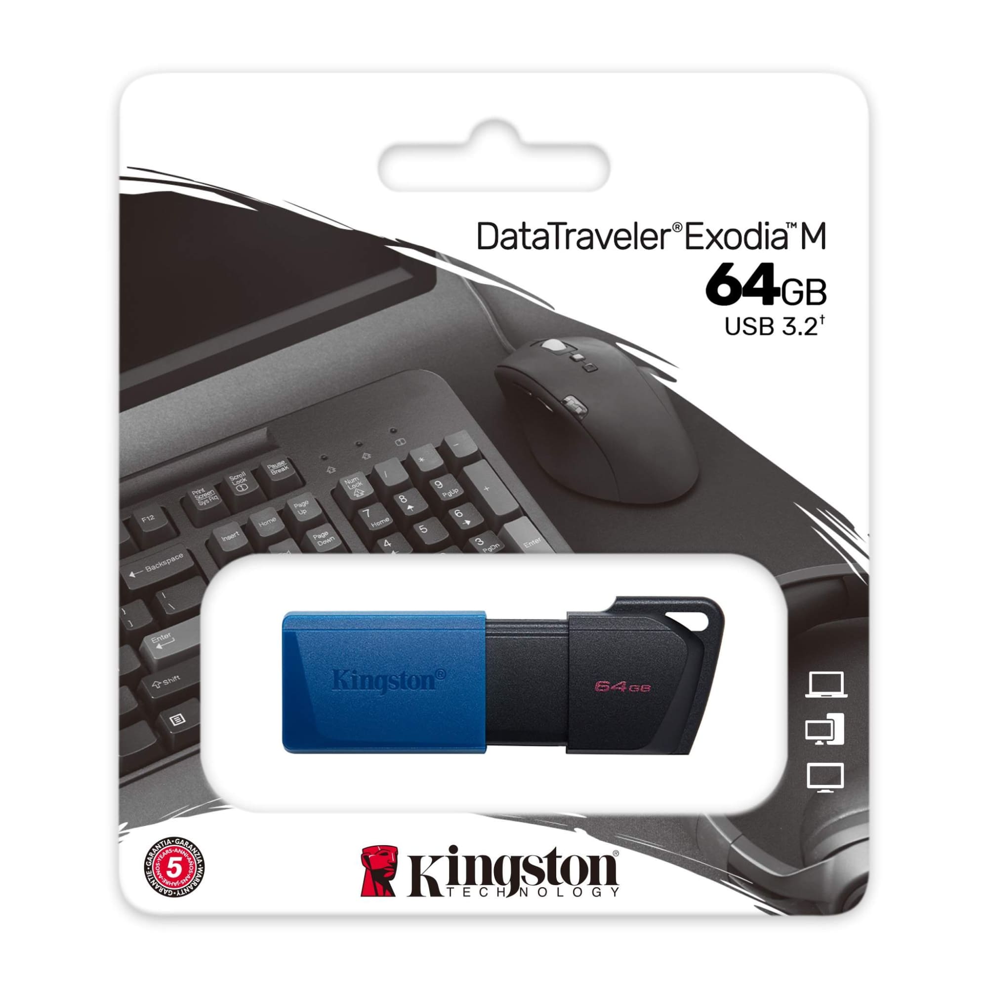 Foto 4 pulgar | Memoria Flash Usb Kingston Technology Datatraveler Exodia M 64gb Negro con Azul
