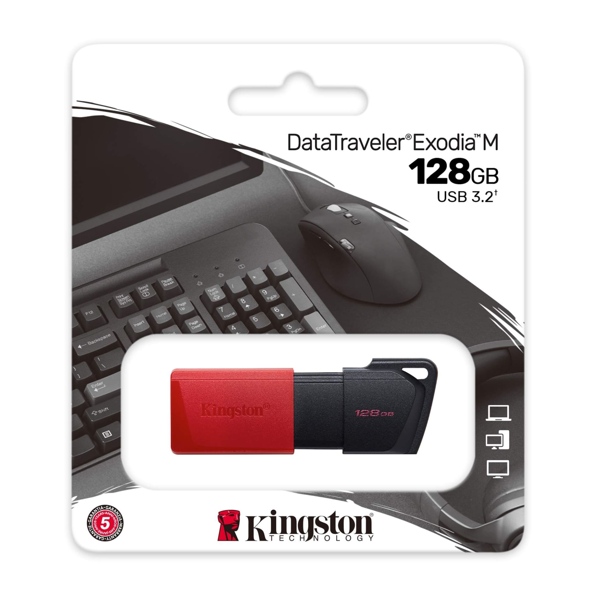 Foto 4 pulgar | Memoria Flash Kingston Technology 128gb Usb 3.2 Exodia M color Negro con Rojo