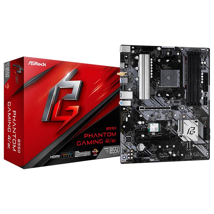 Tarjeta Madre Asrock B550 Phantom Gaming 4/AC AM4 ATX color Negro