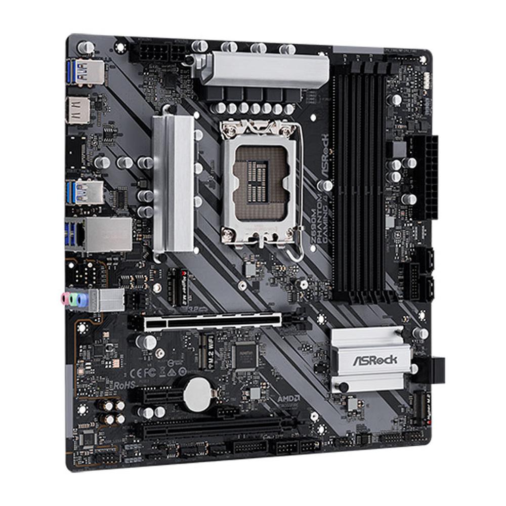 Foto 4 pulgar | Tarjeta Madre Asrock Z690M PHANTOM color Negro Gaming 4 DDR4 Micro ATX