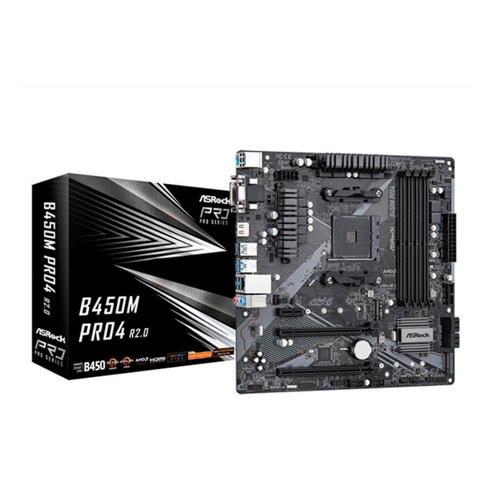 Foto 2 pulgar | Tarjeta Madre Asrock B450m Pro4 R2.0 Negro