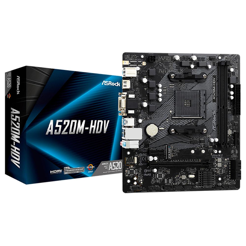 Tarjeta Madre Asrock A520M-HDV AMD AM4 DDR4 Micro ATX Negro