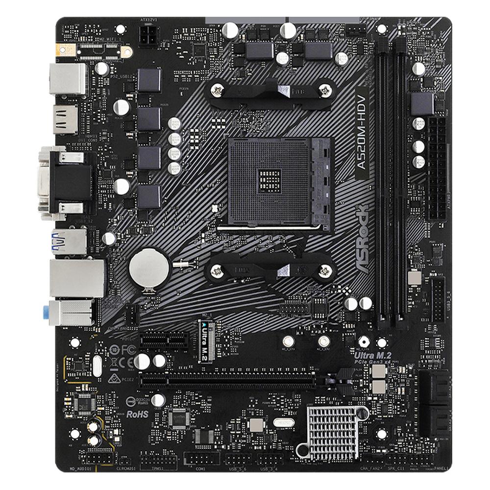 Foto 3 pulgar | Tarjeta Madre Asrock A520M-HDV AMD AM4 DDR4 Micro ATX Negro