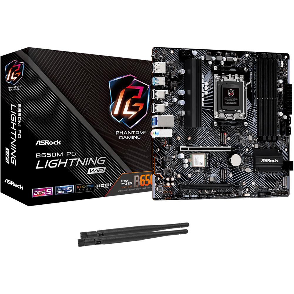 Foto 2 pulgar | Tarjeta Madre Asrock B650m Pg Lightning Wifi Am5 4x Ddr5 3x M.2 Pcie 4.0 Usb-c Wifi 6e Bt 5.2 Micro Atx