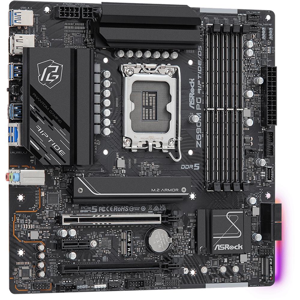 Foto 4 pulgar | Tarjeta Madre Asrock Z690m Pg Riptide/d5 Lga 1700 4x Ddr5 2x M.2 Pcie 5.0 Usb-c Micro Atx