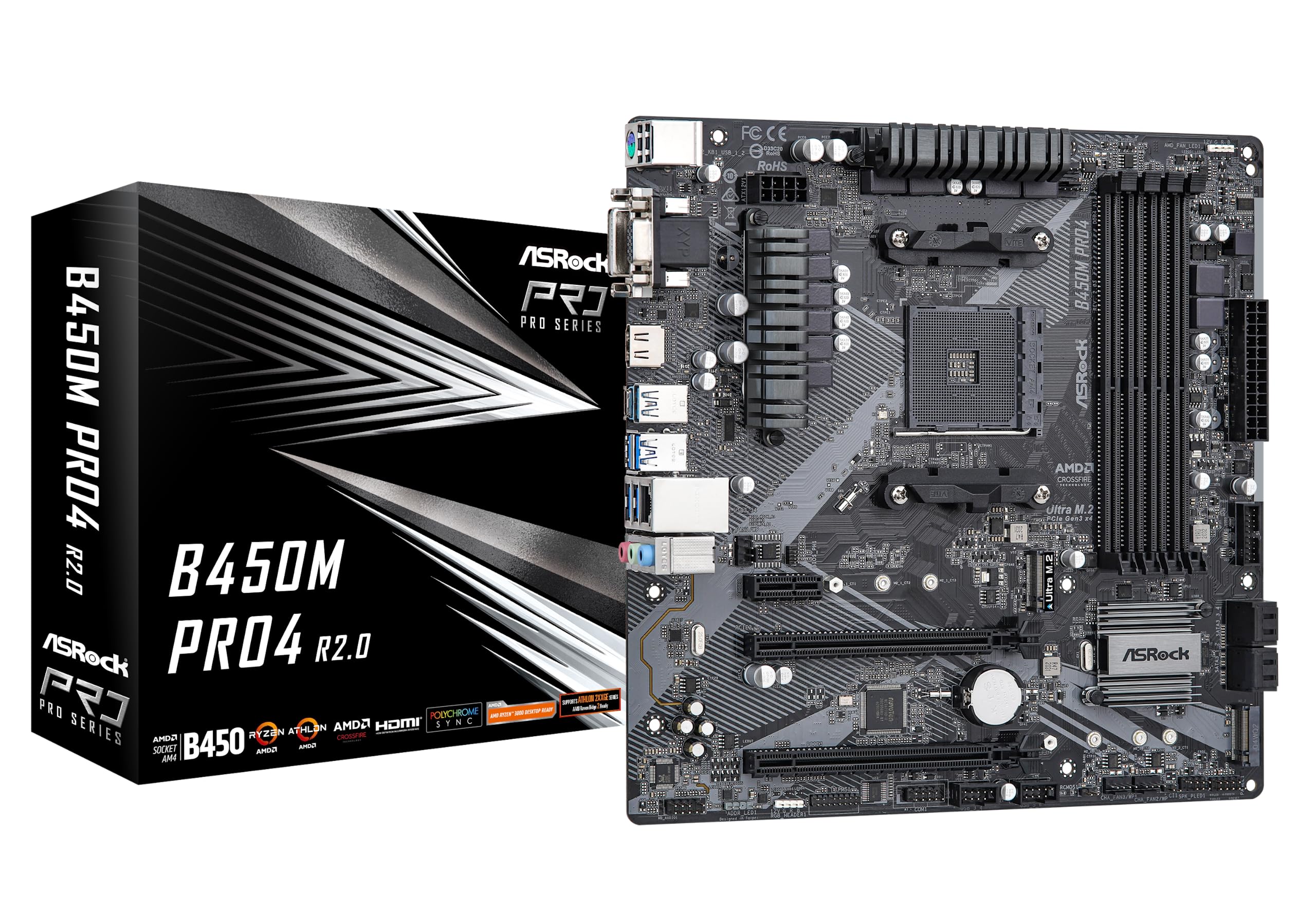 Foto 2 pulgar | Placa Madre Asrock B450M Pro4 R2.0 con Conector AM4/ AMD B450 - Venta Internacional