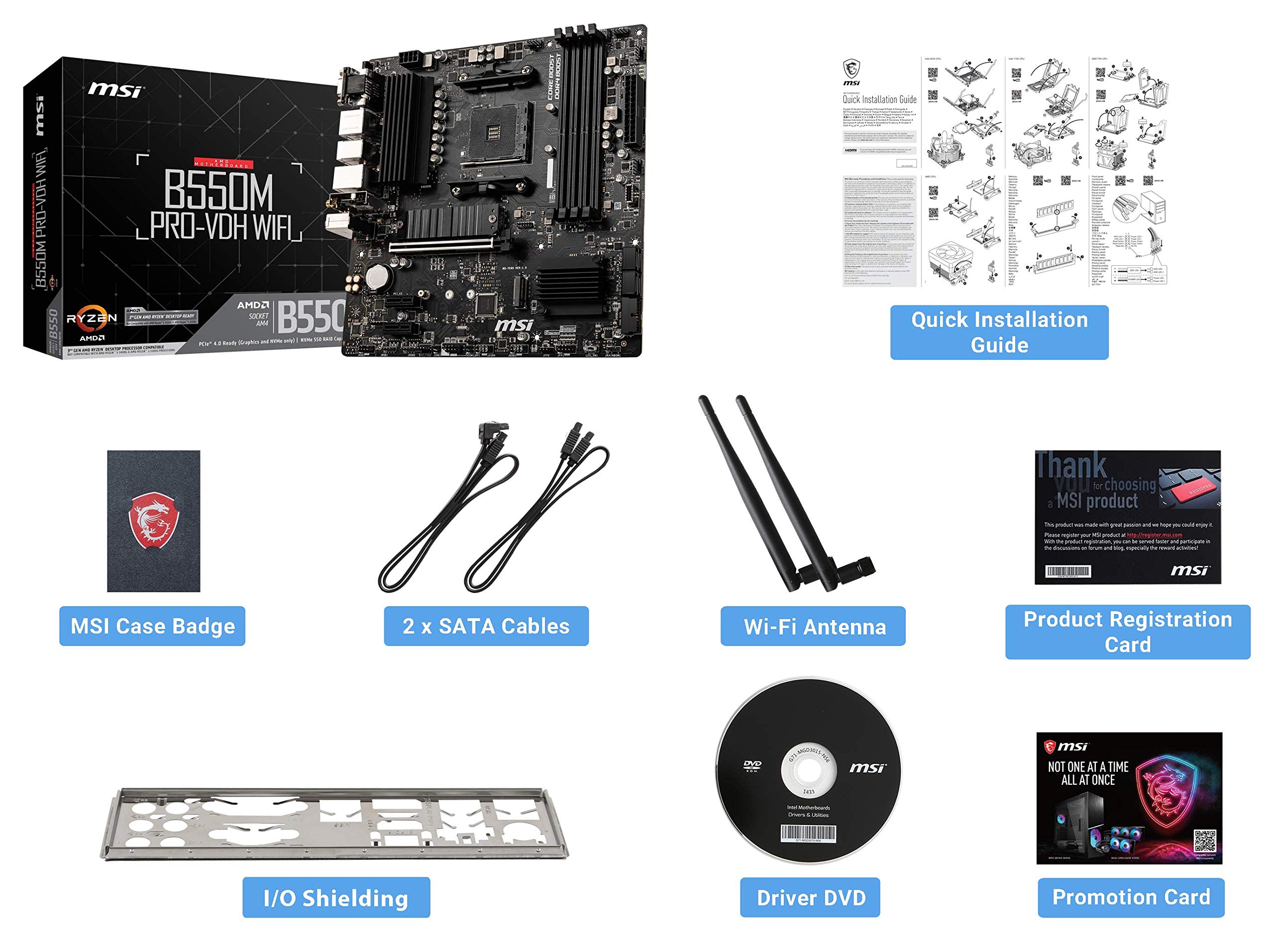 Foto 7 pulgar | Placa Madre Msi B550m Pro-vdh Wifi Serie Pro Amd Ryzen 5000 - Venta Internacional