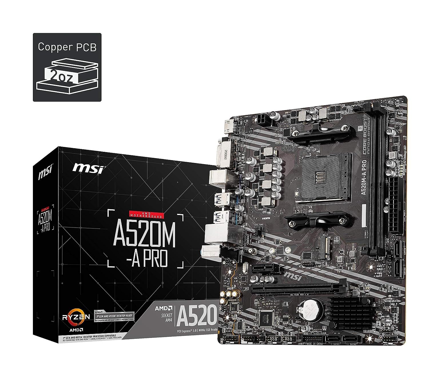 Foto 2 pulgar | Placa Madre MSI A520M-A Pro Gaming AMD Ryzen 5000 AM4 DDR4 - Venta Internacional