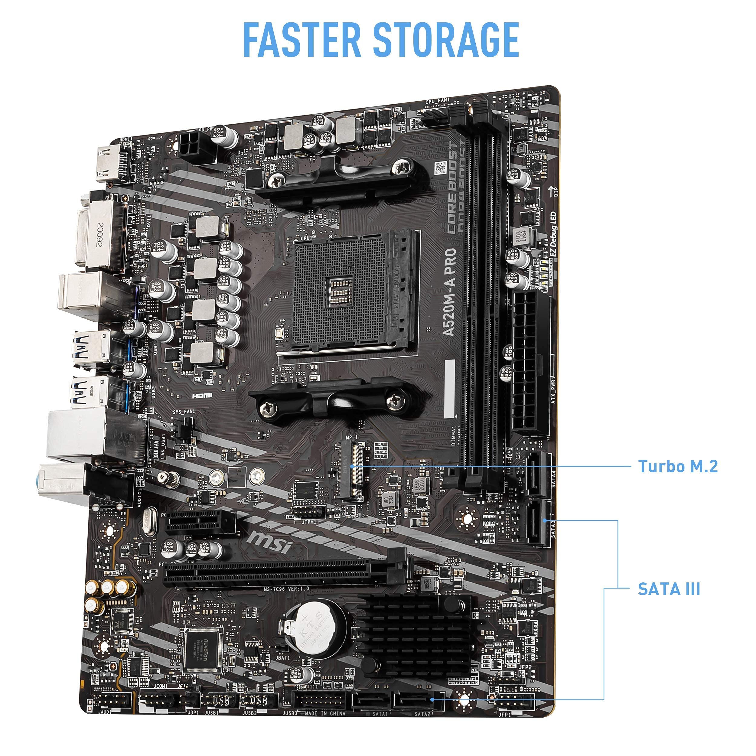 Foto 4 pulgar | Placa Madre MSI A520M-A Pro Gaming AMD Ryzen 5000 AM4 DDR4 - Venta Internacional