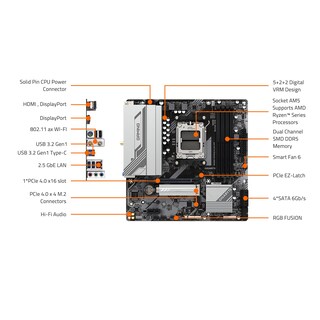 Foto 5 | Placa Madre Gigabyte B650m Gaming Plus Wifi Am5 Lga 1718 - Venta Internacional.