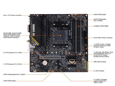 Foto 2 | Placa Madre Asus Tuf Gaming A520m-plus (wifi) Amd Am4 - Venta Internacional.