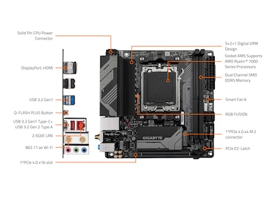 Foto 6 | Placa Madre Gigabyte A620i Ax (am5/ Lga 1718/ Ddr5/ M.2) - Venta Internacional.