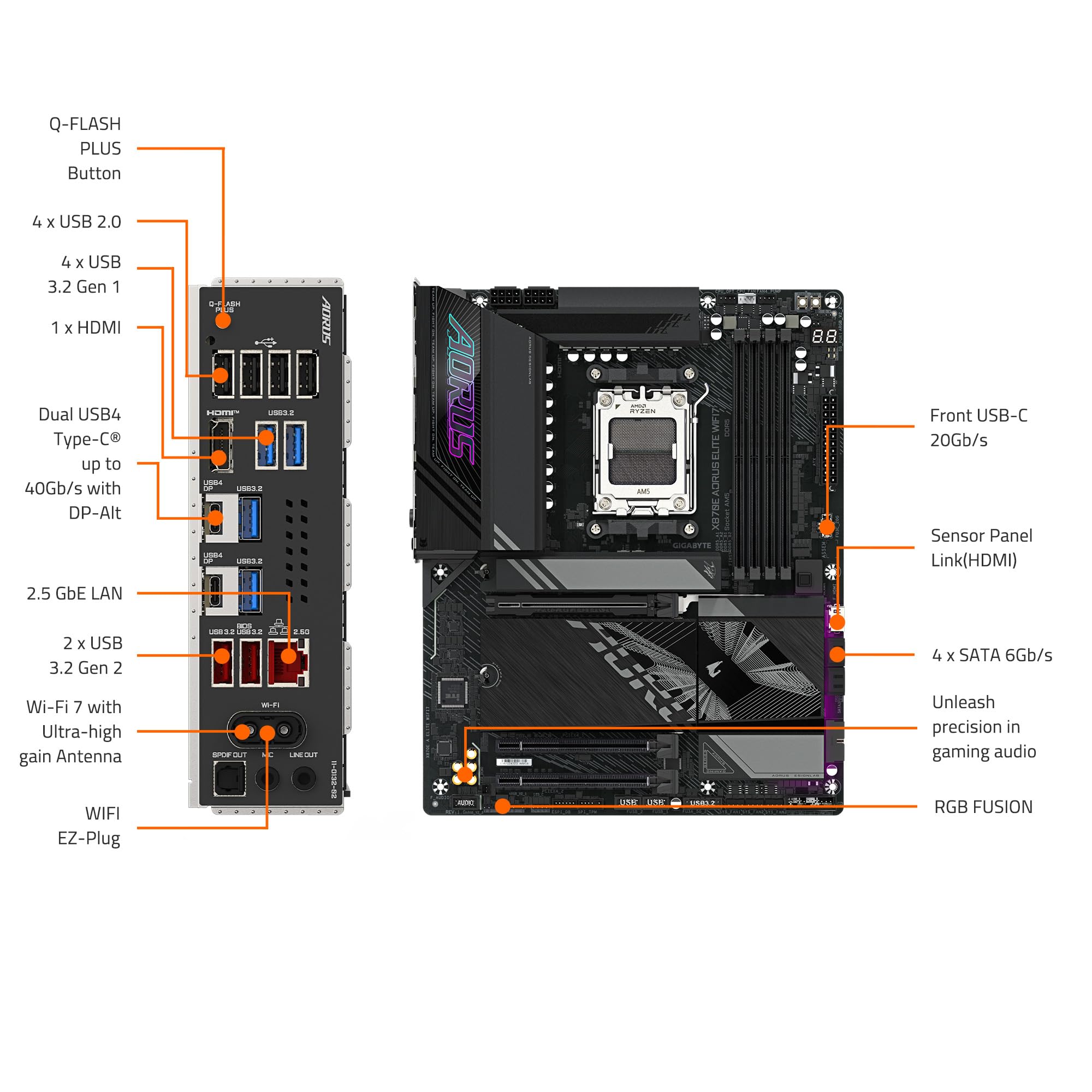 Foto 6 pulgar | Placa Madre Gigabyte X870e Aorus Elite Wifi7 Am5 Lga 1718 Atx - Venta Internacional