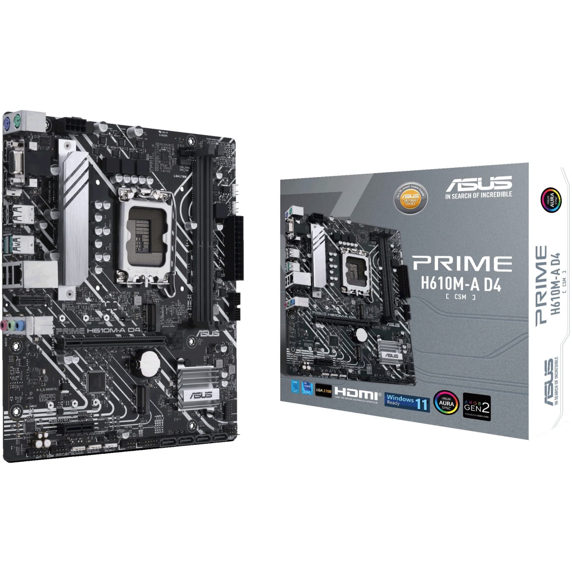 Placa Madre Asus Prime H610M-A D4-CSM LGA 1700 Intel 12a Generación - Venta Internacional