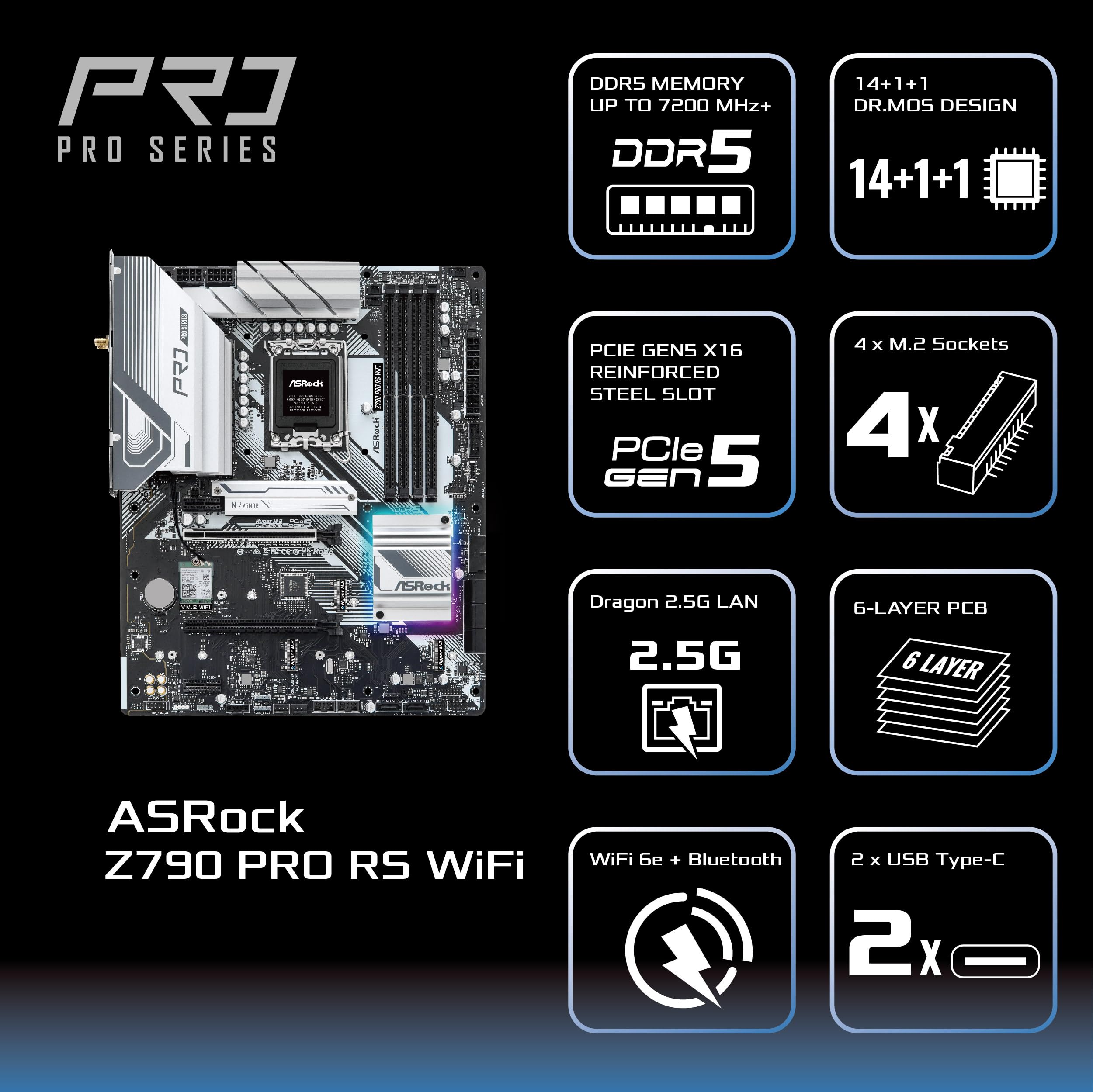 Foto 5 pulgar | Placa Madre Asrock Z790 Pro Rs Wifi Intel Lga1700 Ddr5 - Venta Internacional.