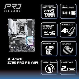 Foto 4 | Placa Madre Asrock Z790 Pro Rs Wifi Intel Lga1700 Ddr5 - Venta Internacional.