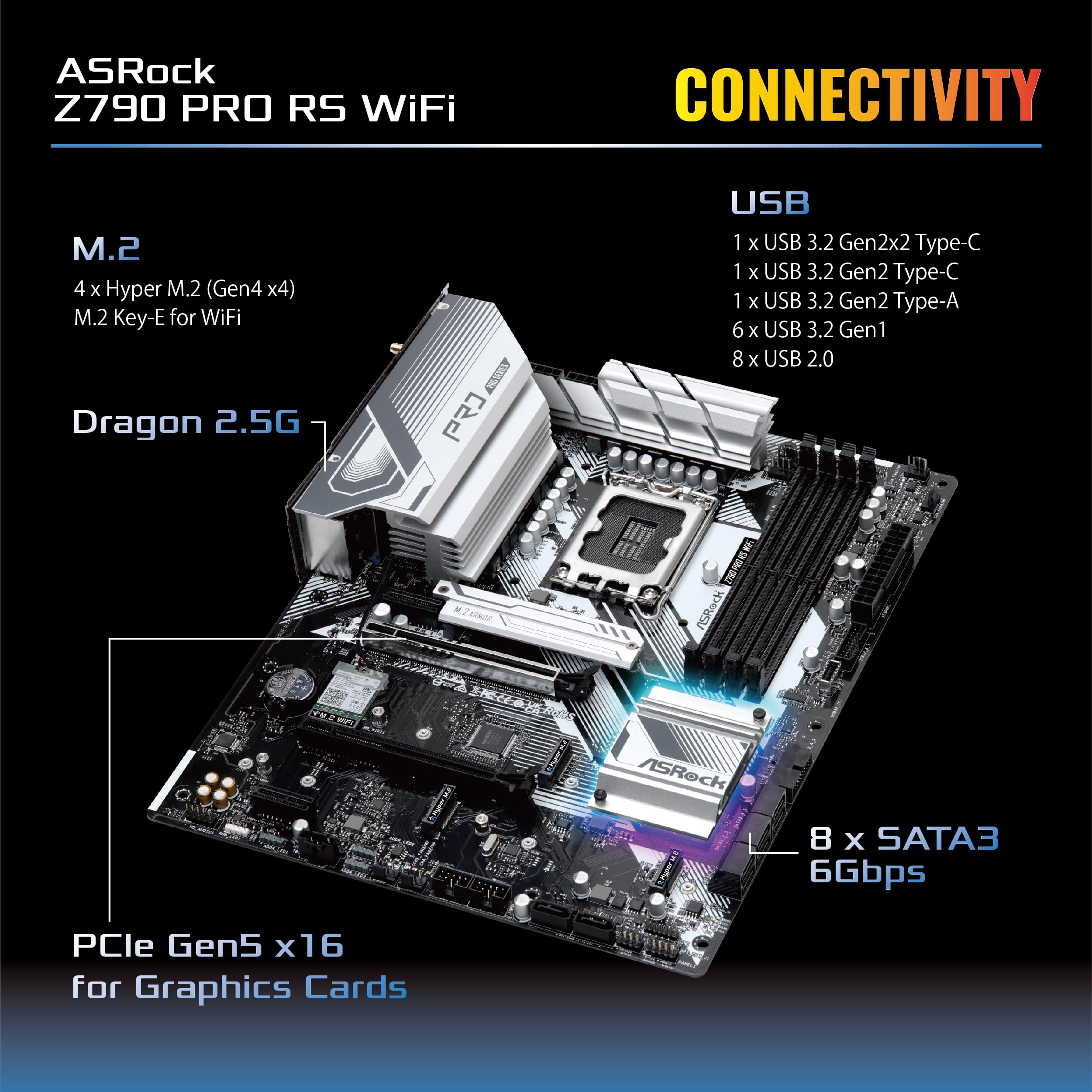Foto 7 | Placa Madre Asrock Z790 Pro Rs Wifi Intel Lga1700 Ddr5 - Venta Internacional.