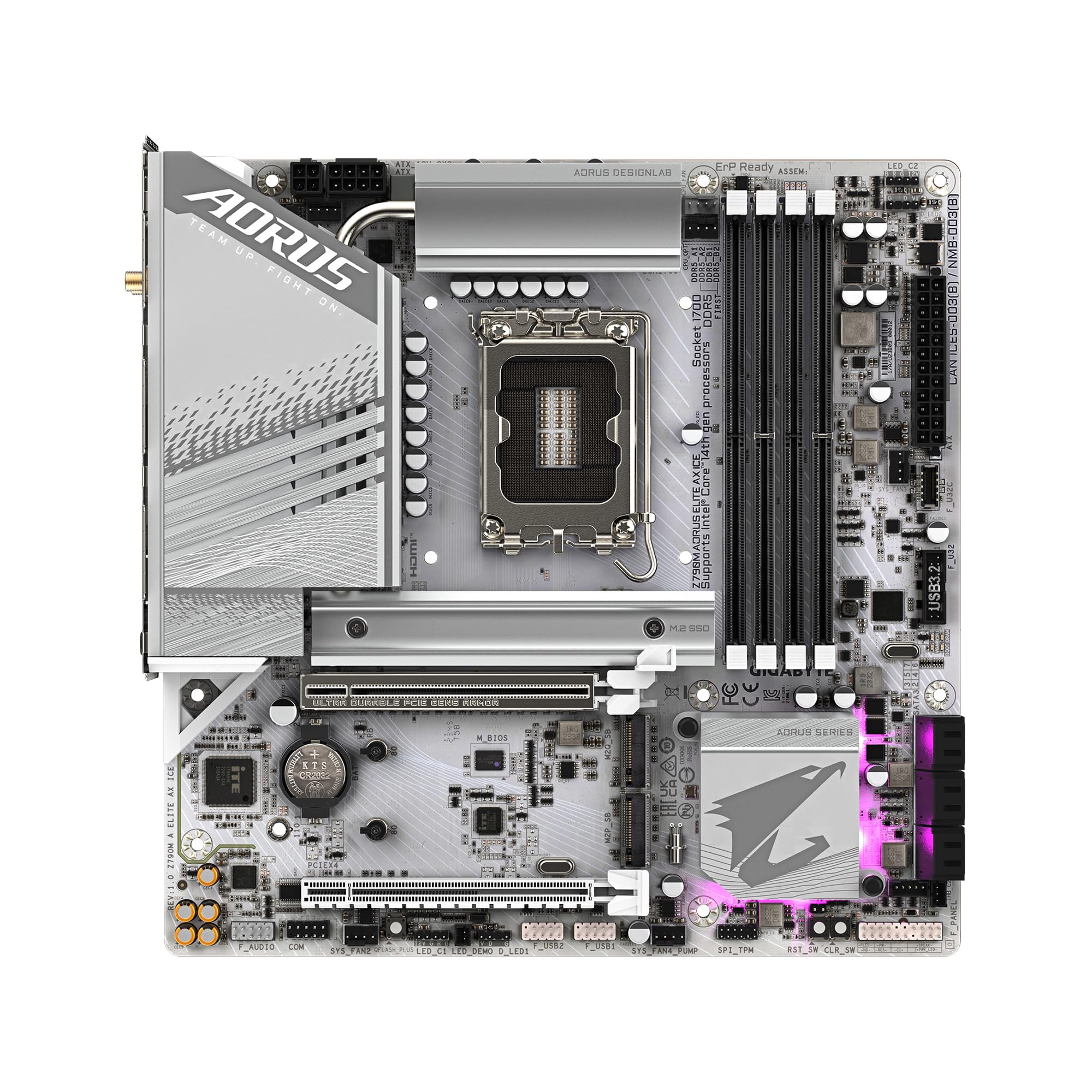 Foto 3 pulgar | Placa Base Gigabyte Z790m Aorus Elite Ax Ice Lga 1700 Ddr5 - Venta Internacional.