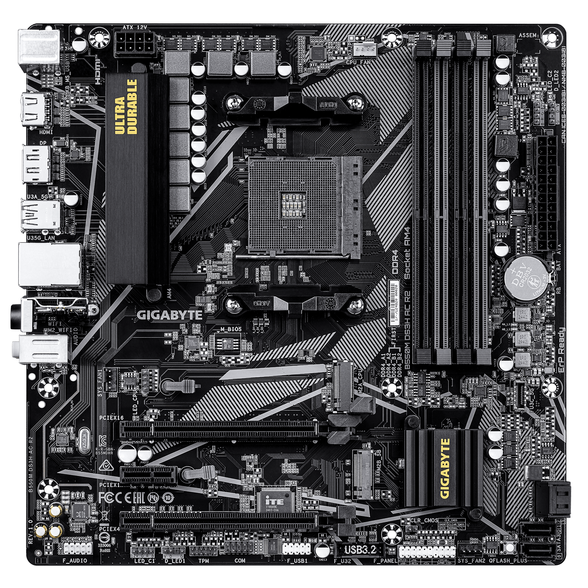 Foto 3 pulgar | Mb Gigabyte B550m Ds3h Ac R2 Ryzen Am5 Ddr4 128gb M-atx B550m Ds3h Ac R2
