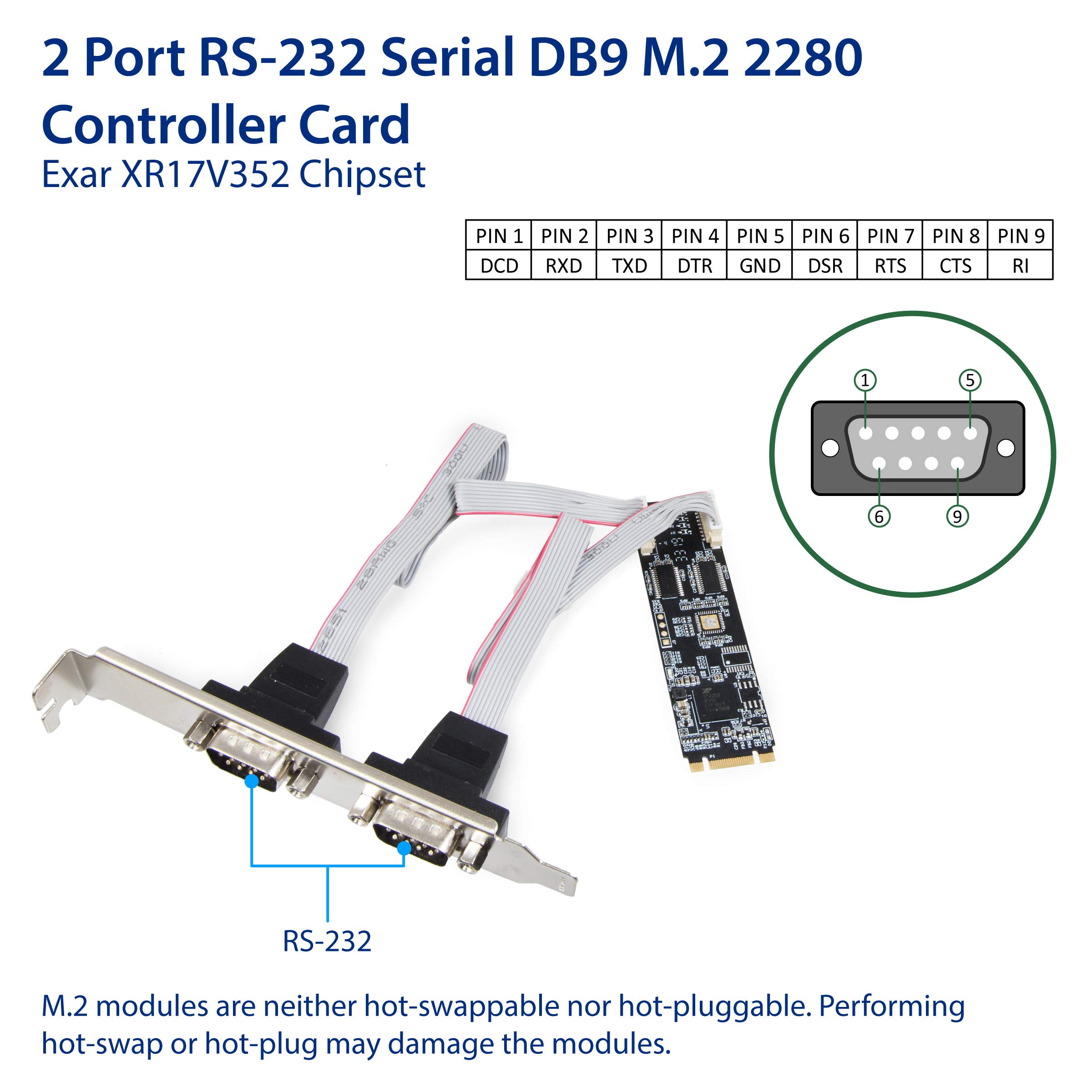 Foto 3 pulgar | Tarjeta Controladora Io Crest De 2 Puertos Rs-232 Db9 Serial M.2 B+m - Venta Internacional.