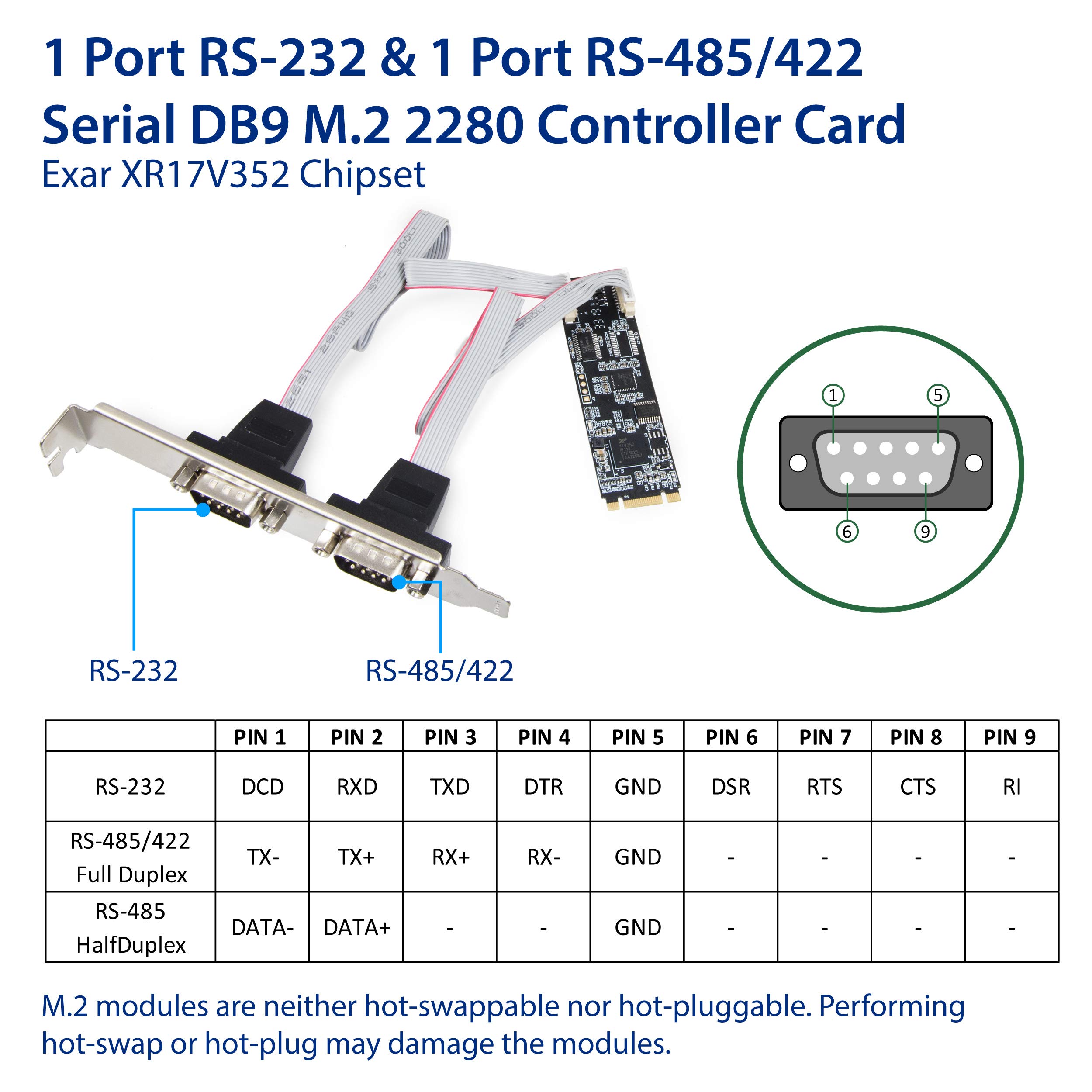 Foto 3 pulgar | Tarjeta Controladora Io Crest De 2 Puertos Rs-232 Db9 Serial M.2 B+m - Venta Internacional.