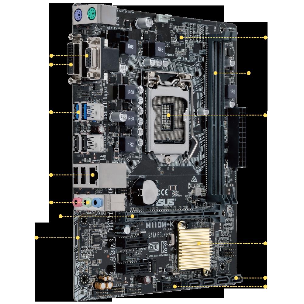 Foto 3 pulgar | Placa Madre Asus H110m-k Lga 1151 Intel H110 Ddr4 De 32 Gb - Venta Internacional.
