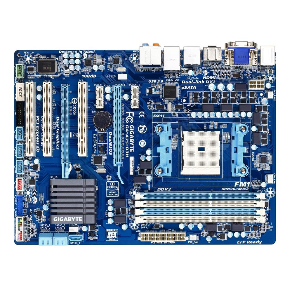 Foto 2 pulgar | Placa Madre Gigabyte Ga-a75-d3h Socket Fm1 Amd A75 Ddr3 Atx - Venta Internacional.