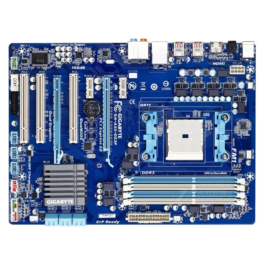 Foto 2 pulgar | Placa Madre Gigabyte Ga-a55-ds3p (rev.1.0) Socket Fm1 Amd A75 Ddr3 - Venta Internacional.
