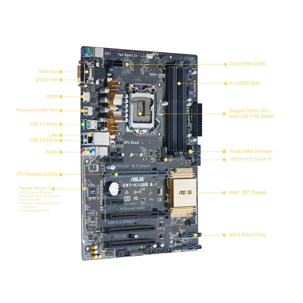 Foto 3 pulgar | Placa Madre Asus Z97-k/usb3.1 Lga 1150 Intel Z97 Ddr3 Atx - Venta Internacional.