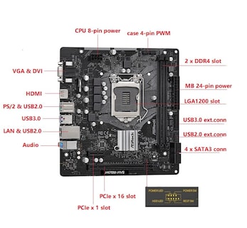 Foto 2 | Placa Madre Asrock H470m-hvs Ddr4 64 Gb 2933 Mhz Intel De 10ª Generación - Venta Internacional.
