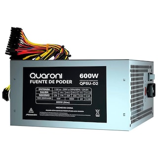 Foto 1 | Fuente De Poder PC 600w Quaroni Atx 24p Sata Qpsu-02 color Gris