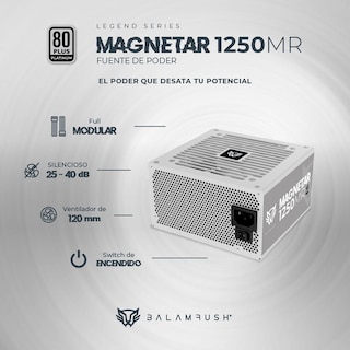 Foto 2 | Fuente de Poder PC 1250W Gamer Balam Rush Magnetar 1250MR 80 Plus Platinum Modular