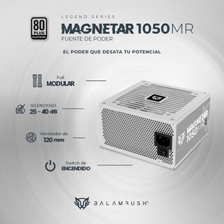 Foto 2 | Fuente de Poder PC 1050W Gamer Balam Rush Magnetar 1050MR 80 Plus Platinum Modular Blanco Br-937641