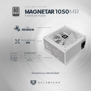 Foto 3 | Fuente de Poder PC 1050W Gamer Balam Rush Magnetar 1050MR 80 Plus Platinum Modular Blanco Br-937641