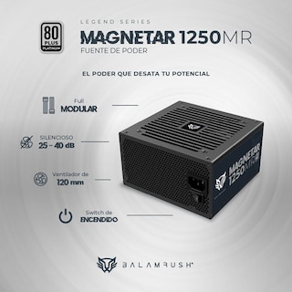 Foto 2 | Fuente de Poder PC 1250W Gamer Balam Rush Magnetar 1250MR 80 Plus Platinum Modular Negro Br-937610
