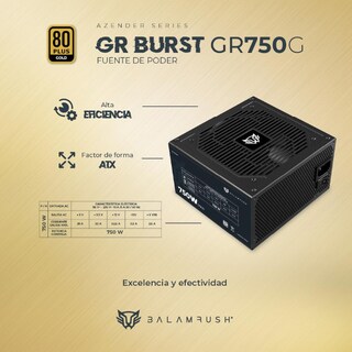 Foto 2 | Fuente de Poder Pc 750w Gamer Balam Rush Gr Burst Gr750g 80 Plus Gold Modular Negro Br-937665