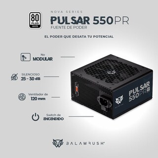 Foto 2 | Fuente de Poder PC 550w Gamer Balam Rush Pulsar 550PR 80 Plus White No Modular Negro BR-937726