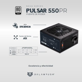 Foto 4 | Fuente de Poder PC 550w Gamer Balam Rush Pulsar 550PR 80 Plus White No Modular Negro BR-937726