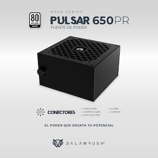 Foto 3 | Fuente de Poder PC 650w Gamer Balam Rush Pulsar 650PR 80 Plus White No Modular Negro BR-937719