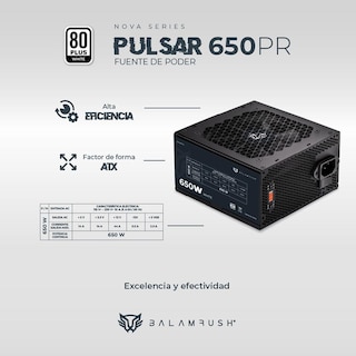 Foto 4 | Fuente de Poder PC 650w Gamer Balam Rush Pulsar 650PR 80 Plus White No Modular Negro BR-937719