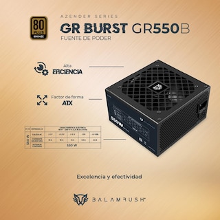 Foto 4 | Fuente de Poder PC 550w Gamer Balam Rush GR Burst GR550b 80 Plus Bronze No Modular Negro BR-937696