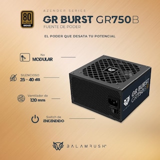 Foto 2 | Fuente de Poder PC 750w Gamer Balam Rush GR Burst Gr750b 80 Plus Bronze No Modular Negro BR-937672