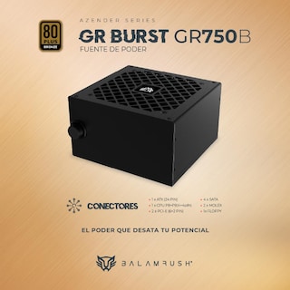 Foto 3 | Fuente de Poder PC 750w Gamer Balam Rush GR Burst Gr750b 80 Plus Bronze No Modular Negro BR-937672