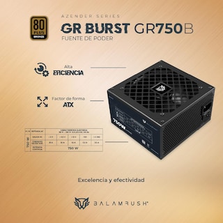 Foto 4 | Fuente de Poder PC 750w Gamer Balam Rush GR Burst Gr750b 80 Plus Bronze No Modular Negro BR-937672