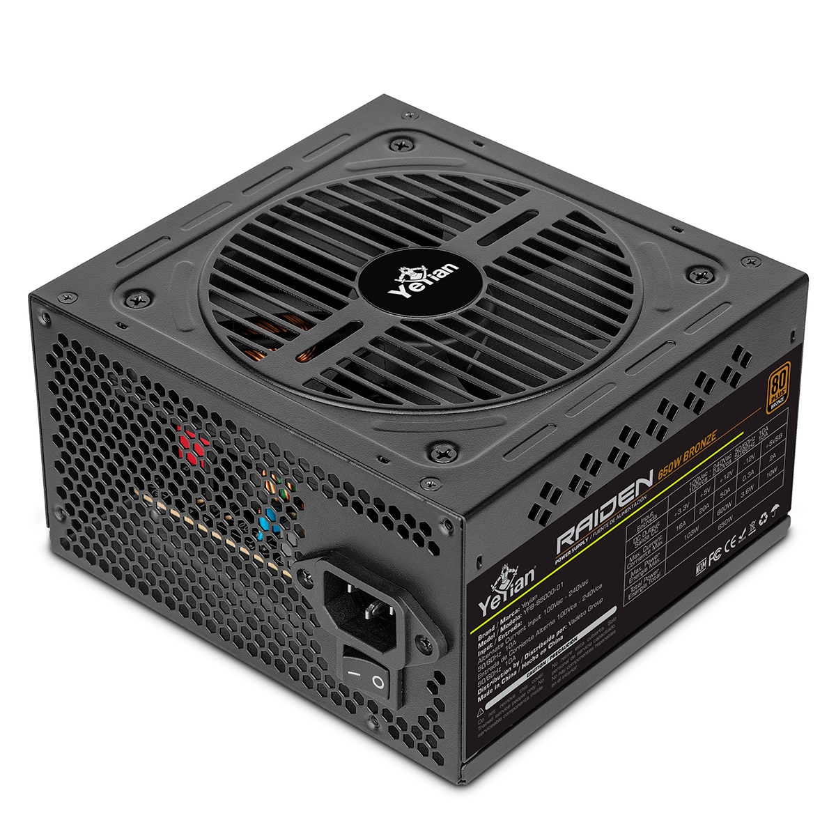 Foto 2 pulgar | Fuente De Poder Yeyian Raiden 650 Watts Cableada 80+ Bronce Non-modular Yfb-65000-01