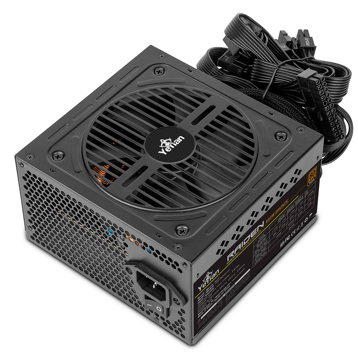 Foto 3 pulgar | Fuente De Poder Yeyian Raiden 650 Watts Cableada 80+ Bronce Non-modular Yfb-65000-01