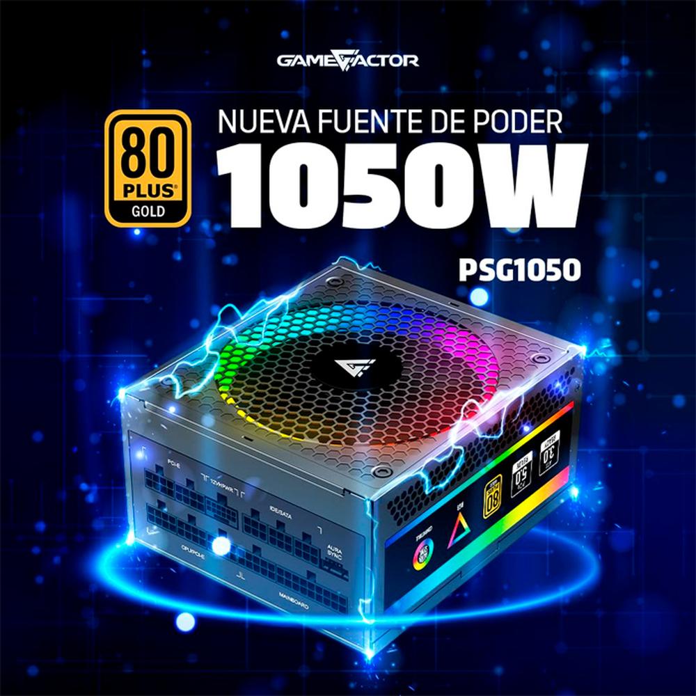 Foto 6 pulgar | Fuente De Poder Pc 1050w Gamer Game Factor Psg1050 80 Plus Gold Modular Color Negro