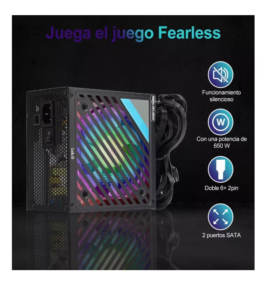 Foto 3 pulgar | Fuente de Alimentación Universal de Sobremesa 650w Negro
