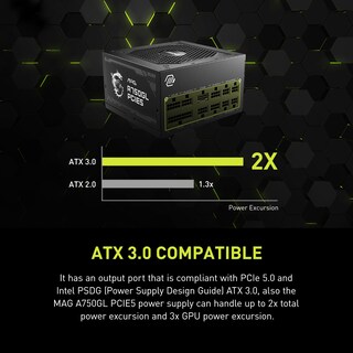 Foto 3 | Fuente de Alimentación Msi Mag A750gl 750w 80 Plus Gold Totalmente Modular - Venta Internacional
