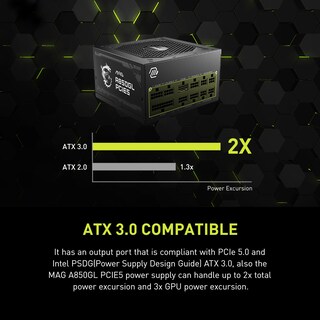 Foto 2 | Fuente de Alimentación Msi Mag A850gl 850w 80 Plus Gold Full Modular - Venta Internacional